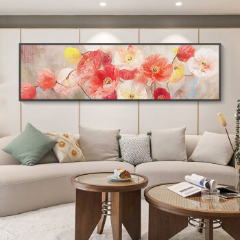 美而居纯手绘油画现代简约抽象花卉花开欧风格装饰画新中式轻奢卧室