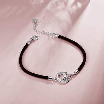 银麋鹿角情侣手链女男情侣款一对韩版学生简约红绳黑绳 驯鹿手链(黑绳