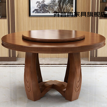 卉芸冉歺桌实木圆形餐桌家用饭桌18米2米现代简约圆桌橡木餐桌椅组合