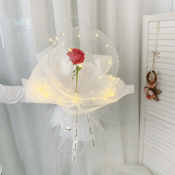网红波波球玫瑰花带灯diy材料包玫瑰气球情人花束浪漫求婚表白生日
