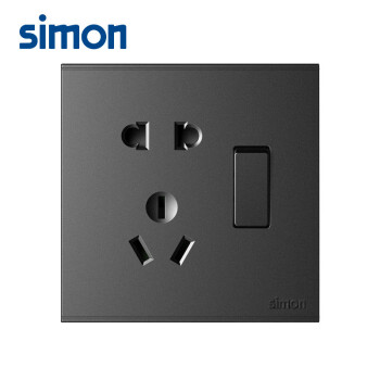 西蒙(SIMON)开关插座面板 五孔插座带开关 86型暗装插座 E6系列五孔带开关插座双控 荧光灰色 721085-61