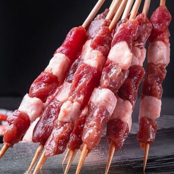 串烧烤食材烤串烤面筋腌制半成品烧烤羊肉串 林诺新威 精品牛肉串30串