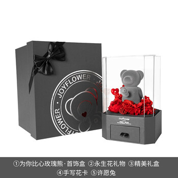 支持鴻星尔克义乌商品馆永生花玫瑰熊礼盒生日送女朋友七夕情人节礼物魅卡熊给你比心 心花盛放玫瑰小熊 图片价格品牌报价 京东