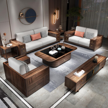 南巢乌金木沙发新中式实木沙发组合中小户型现代储物客厅家具配套角几