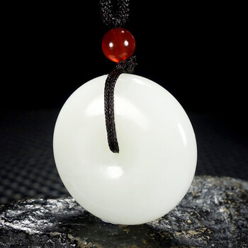 和田白玉平安扣吊坠男女情侣款玉坠挂件特大号直径约31mm厚约8男士