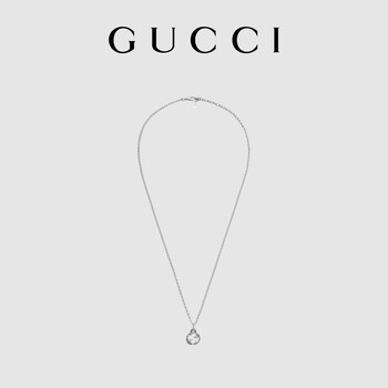 gucci古驰互扣式双g吊坠项链银色925银