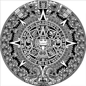 深灰色 玛雅图腾 直径200cm圆形