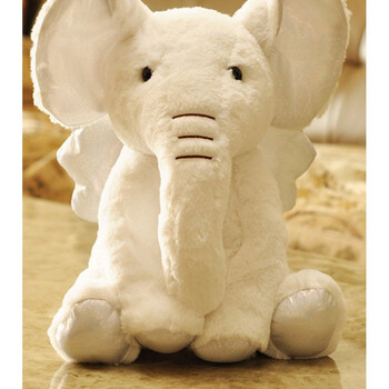 天使翅膀象儿童礼物玩偶娃娃白色粉色动物送女友生日礼物 白色大象