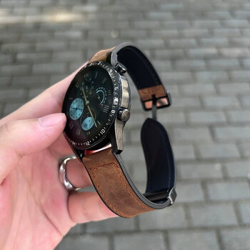 适用华为手表表带watch4真皮gt2pro磁吸折叠扣gt3金属荣耀magic2智能