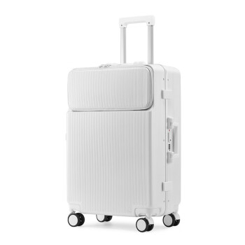 迈奇龙1002 前置开口铝框行李箱女旅行箱男拉杆箱商务登机箱29英寸 白色