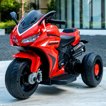好孩子儿童电动车摩托车男孩充电三轮车宝宝可坐玩具车遥控电瓶车红色