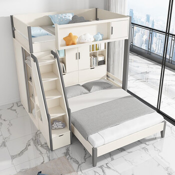 【实体品质 质保十年】大美不凡 儿童床 高低床交错式上下铺双层床带