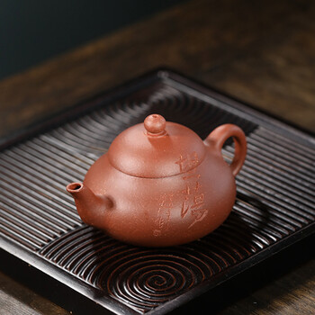 言外文创 宜兴紫砂壶手工原矿紫泥刻字君德降坡泥助工刘涛茶壶家用