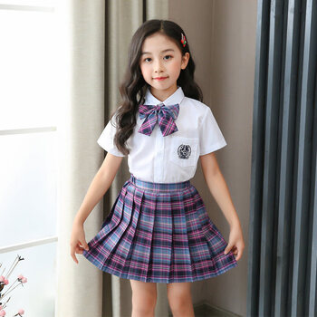 便宜夏季儿童jk裙制服女童半身裙夏套装短裙夏装裙子格裙小学生百褶裙