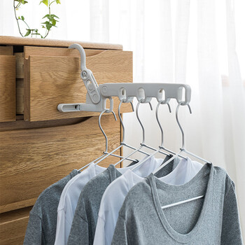 室内晾衣架子外出旅行便携式衣架衣挂多功能简易五孔折叠衣架宿舍挂壁