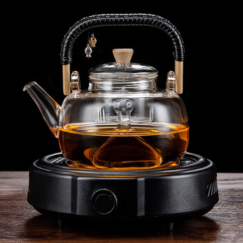 日本进口品质蒸汽玻璃茶壶煮茶器蒸汽玻璃提梁煮茶壶蒸茶壶家用自动电