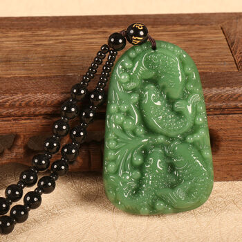 nice黑曜石关公刀项链礼物男朋友吊坠挂件观音佛像衣链饰品依莲妃绿色