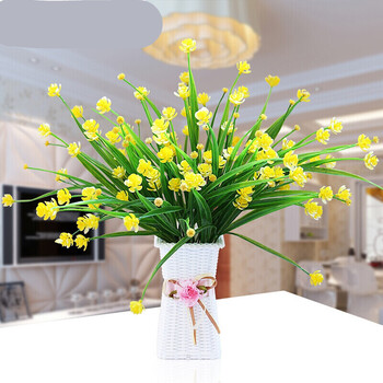 仿真干花室内家居摆设餐桌茶几摆件客厅塑料w 浅黄色 玫瑰草3束 好瓶