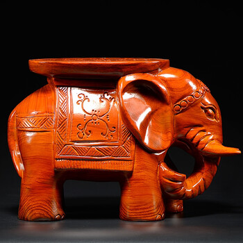 雅漫琳 黄花梨木雕泰国大象摆件 换鞋凳实木象凳乔迁新居礼品 红木象