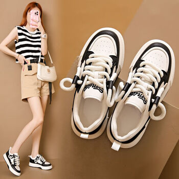 鸿秉女板鞋秋季新款网红ins韩版小众平底学生休闲运动小白鞋黑色35