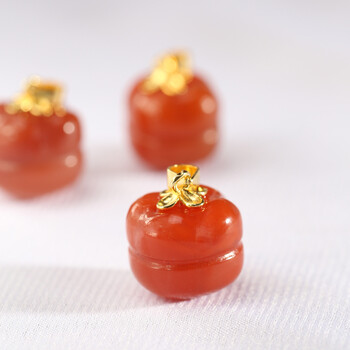柿柿如意项链吊坠南红玛瑙柿子红瓦西南红杨柳料挂件事事如意南红玛瑙