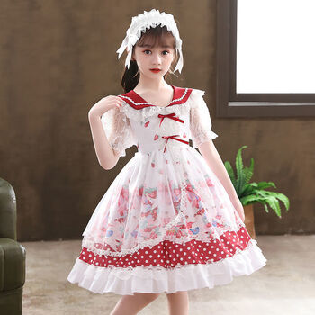 艾诺轮洛丽塔儿童夏季中大童女孩蓬蓬裙洋气可爱萝莉塔公主裙学生连衣