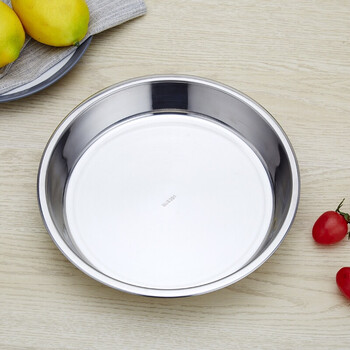 特大加厚304不锈钢圆形盘子托盘凉皮盘糕盘蒸年糕盘平底盘菜碟子 乳