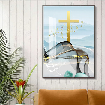 十字架墙壁装饰 基督教十字架装饰画客厅沙发背景墙壁画北欧现代挂画