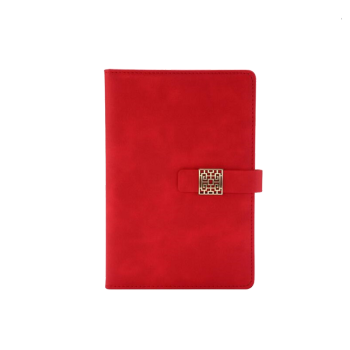 伊頓 伊顿复古扣PU商务笔记本记事本可定制100g200页A5 红色 A5 礼盒套装
