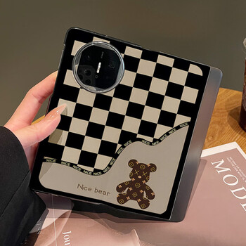 abdo适用华为matex5手机壳新款皮套matex3棋盘格暴力熊折叠屏轻奢风现