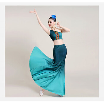 西双版纳傣族服装女孔雀舞艺考演出服舞蹈演出成人练功舞裙长裙表演服