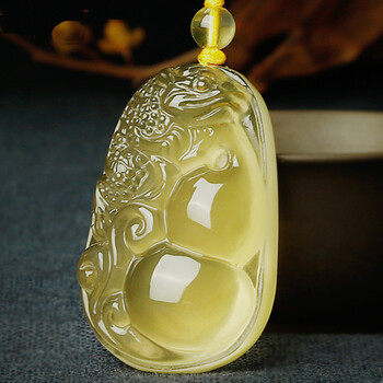 黄水晶貔貅吊坠男皮丘挂件女水晶平安饰品礼物三钱貔貅挂绳款