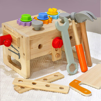 曼影manying儿童多功能螺丝螺母组合拆装玩具启蒙教具打桩台打球敲球