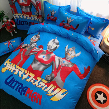 2022年新款奥特曼四件套奥特曼床上用品被套四件套卡通男孩床笠款床单