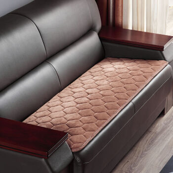皮沙发垫防滑加厚三人长条毛绒实木老式坐垫皮沙发垫子咖啡色55cm55cm