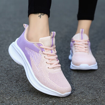 ctyv跑步鞋女款网面透气超轻减震运动鞋初中学生中考体育生跳绳鞋粉紫