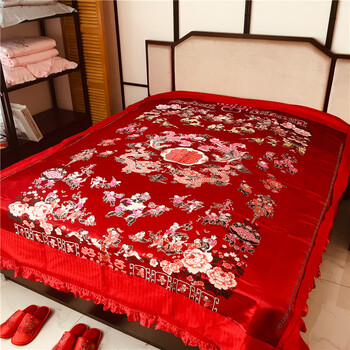 被面全棉婚庆大红被套杭州丝绸缎结婚被罩软缎喜被面里龙凤百子图