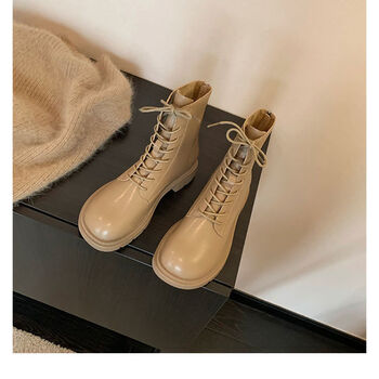 君瑞思后拉链芒果头马丁靴女芒果头马丁靴 ins女靴子秋冬款后拉链短筒