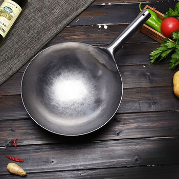大勺不粘锅铁锅老式家用炒菜锅厨师专用炒锅煤气灶大勺中式无涂层轻薄