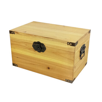 兰琦欧 木箱子储物箱带锁实木定制小收纳箱复古木盒子大号长方形带盖