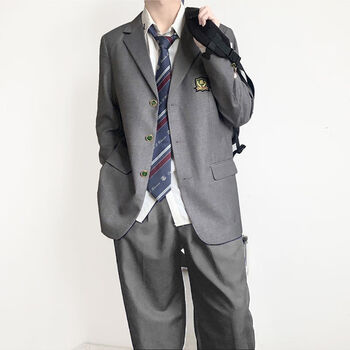 西装灰色 长袖衬衫 灰色裤子 领带 s 90-100斤