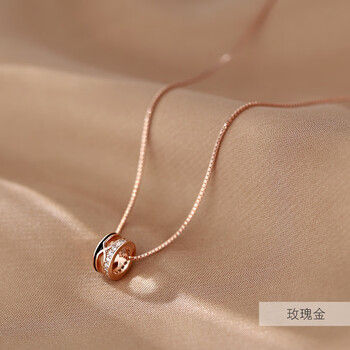 925银转运珠项链玫瑰金