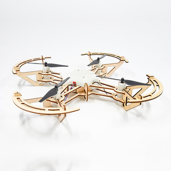 儿童手工diy木质无人机组装四轴飞行器智能遥控飞机玩具航模 原木色