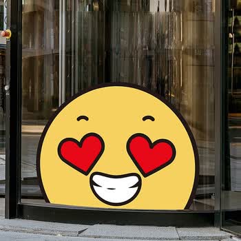 彩语可爱网红笑脸表情玻璃贴纸奶茶服装店铺商场物业公司橱窗装饰卡通