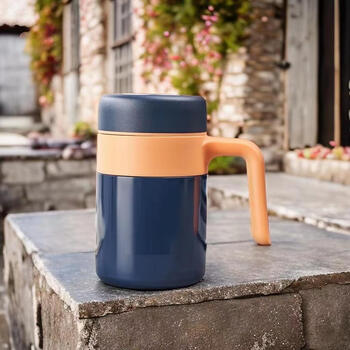 新款316不锈钢保温杯茶水分离商务办公泡茶杯高颜值密封防漏水杯蓝色