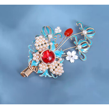 珠宝首饰>发饰>发簪>戎夏>戎夏汉服重工景泰蓝珍珠发簪头饰古典复古