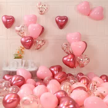 魅航轩心形气球结婚婚房婚礼装饰粉色520求婚订婚场景布置婚庆用品