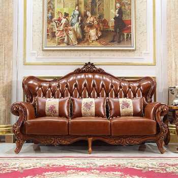 沙发大户型欧式皮沙发123组合头层别墅豪华客厅大小户型美式套装家具