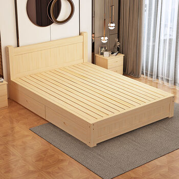 高品质实木床实木床松木双人床经济型成人现代简约原木单人床架六根