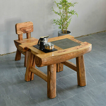 小茶台套装烧水一体实木茶桌椅组合香樟木茶桌小户型阳台功夫茶几茶